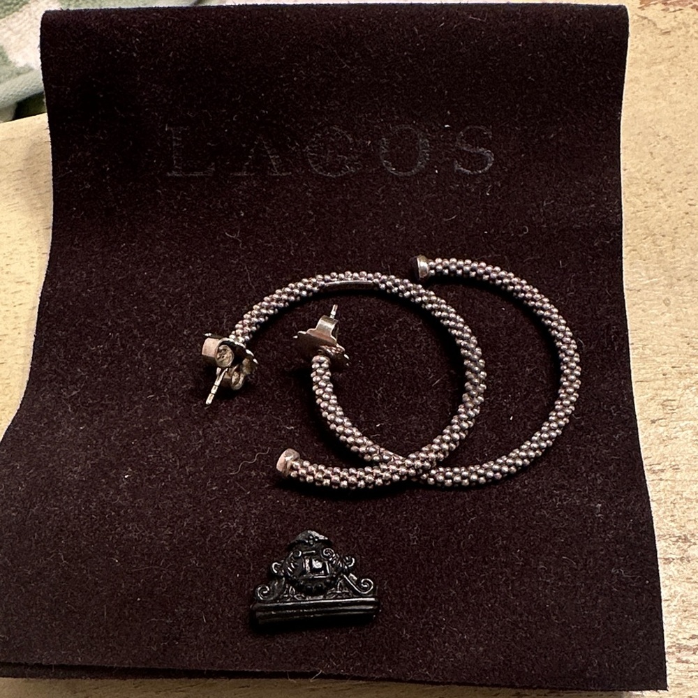 LAGOS Textured Silver Hoop Earrings